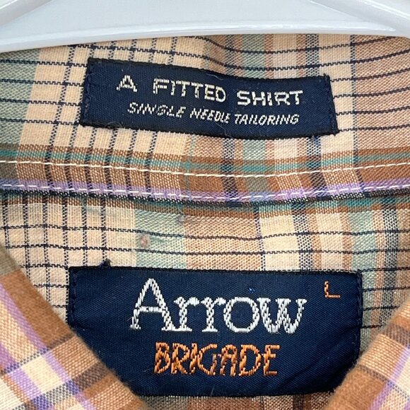 Arrow Brigade Long Sleeve Button Up Plaid Vintage Shirt Large - Picture 4 of 7